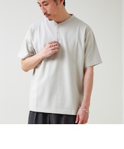 【抗菌防臭】ポンチ素材 ヘンリーネックTシャツ