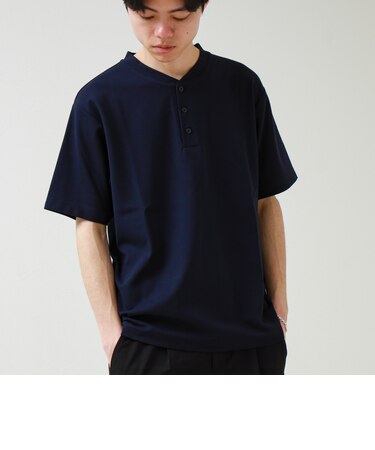 【抗菌防臭】ポンチ素材 ヘンリーネックTシャツ