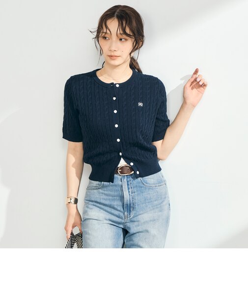 【毎年大人気！/完売必須】FR刺しゅうケーブル柄半袖カーディガン