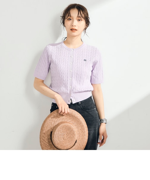 【毎年大人気！/完売必須】FR刺しゅうケーブル柄半袖カーディガン