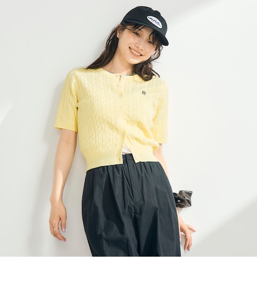 【毎年大人気！/完売必須】FR刺しゅうケーブル柄半袖カーディガン