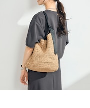 グログランハンドル柄編みトート