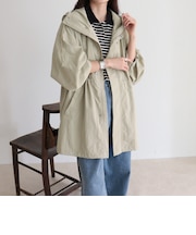 ナイロンミディ丈フードブルゾン