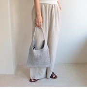 メタリックコード柄編みワンハンドルバッグ