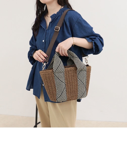 ラメテープハンドルカゴバッグ