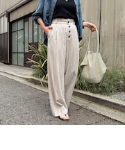 ストライプセミワイドタックパンツ