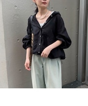 【大人気リバイバル】シアーフーディシャツブルゾン