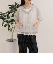 【大人気リバイバル】シアーフーディシャツブルゾン