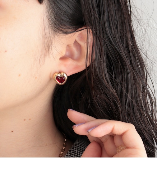 アンティーク調ハートピアス