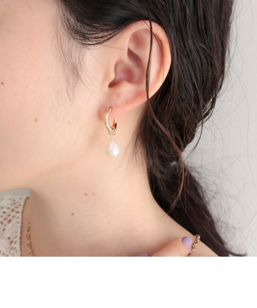 淡水パールリングピアス