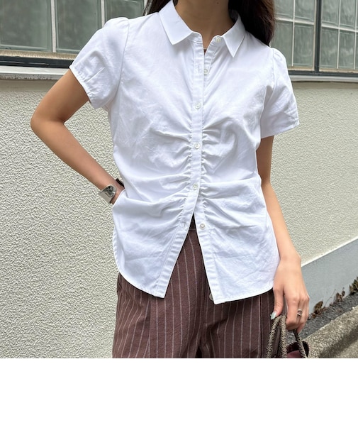 フロントギャザーちび袖ブラウス