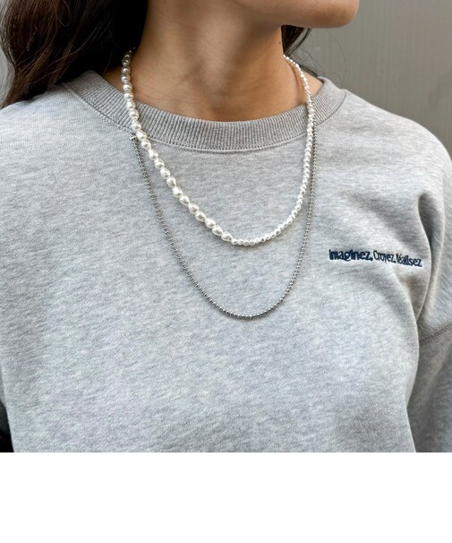 パールチェーンアシメネックレス
