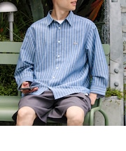 【フレブル刺繍】七分袖シャツ ストライプ/無地