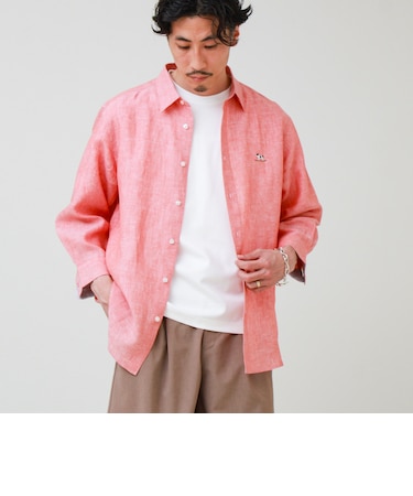 【フレブル刺繍】七分袖シャツ ストライプ/無地