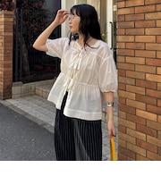 フロントリボンブラウス