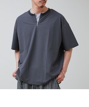 カットサッカー ハーフジップTシャツ