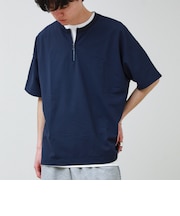 カットサッカー ハーフジップTシャツ