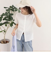 ポコポコ前開きプルオーバーカットソー