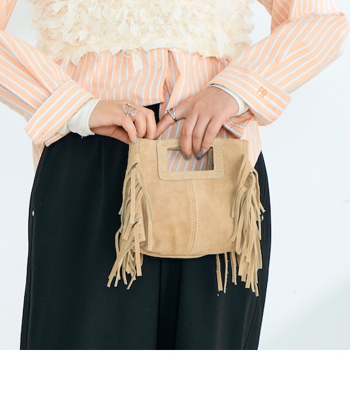 【AULENTTI/オーレンティ】サイドフリンジミニバッグ