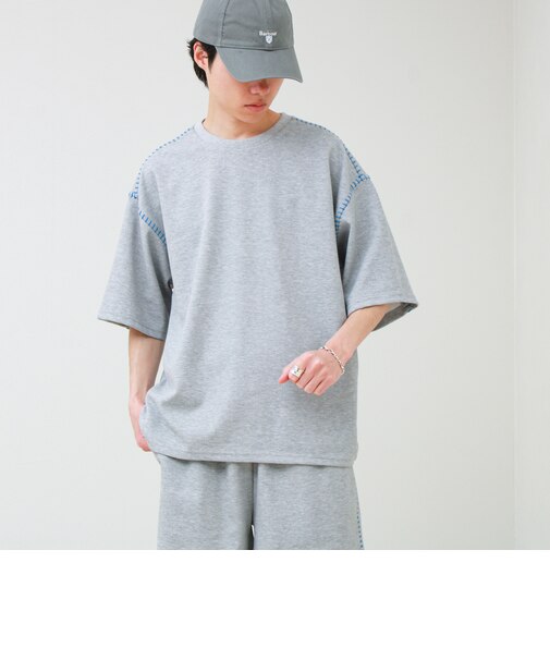 【セットアップ対応】カルゼラダーステッチ クルーネックTシャツ