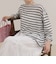 ハートステッチシアーボーダーロンTシャツ