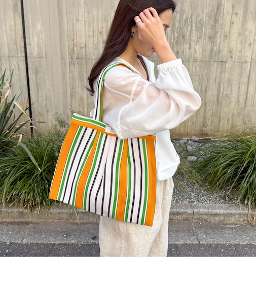 柄チュールタックトートバッグ