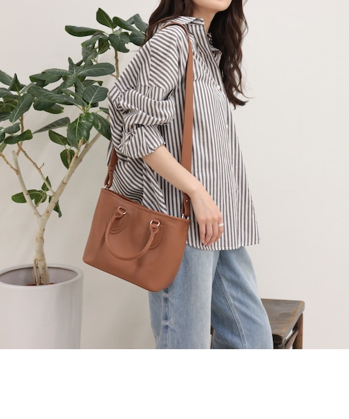 2wayシボフェイクレザートートバッグ