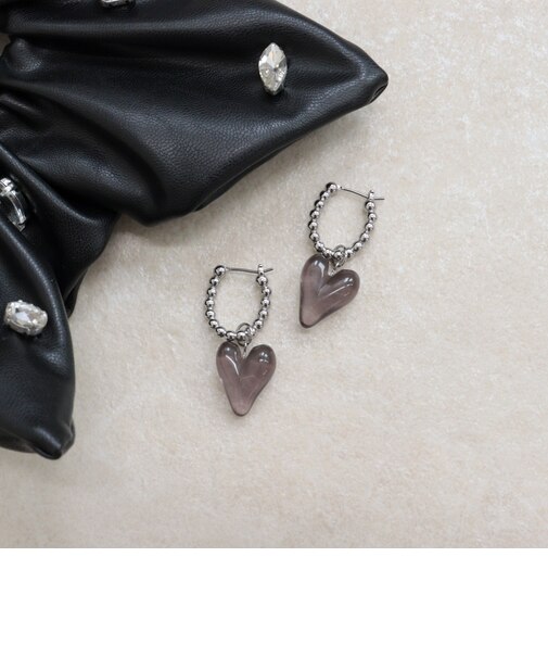ボールフープ×クリアハートピアス
