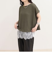 メッシュフレンチプルオーバーカットソー