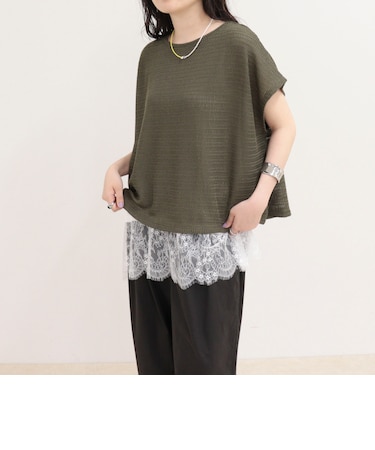 メッシュフレンチプルオーバーカットソー