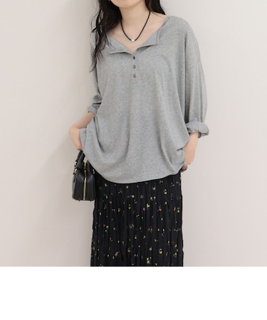 ヘンリー2WAYルーズロンTシャツ