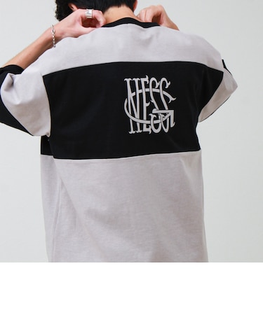 【バックプリントが映える】切り替え GOODNESS オーバーストライプ Tシャツ