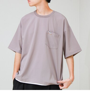 【フレブル刺繍/セットアップ対応】カラミ織りTEE フェイクレイヤード