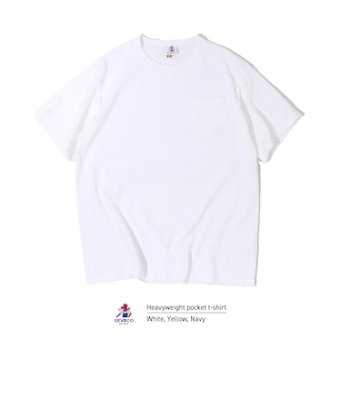 【GEVACO/ゲバコ】ベーシックオープンエンド天竺ポケット刺繍Tシャツ