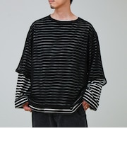 3/4スリーブメッシュTシャツ シアーT 7分袖 オーバーサイズ