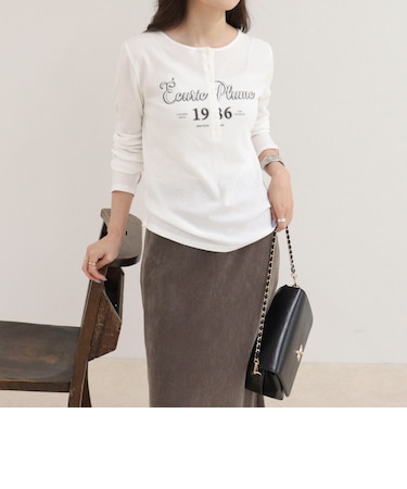 ヘンリーネックグラフィックロンTシャツ