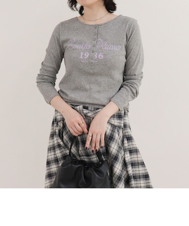 ヘンリーネックグラフィックロンTシャツ