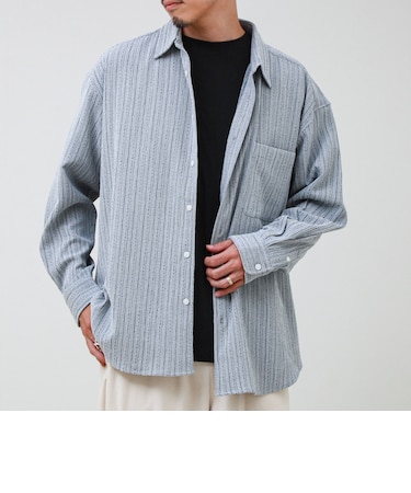 Stripe crepe ストライプ楊柳 ロングスリーブオーバーサイズシャツ