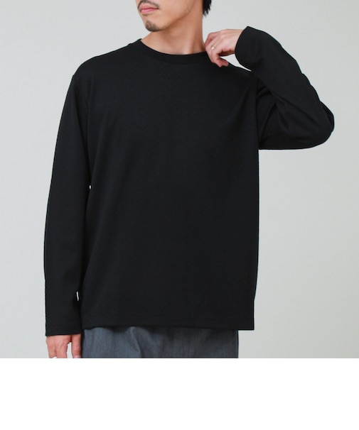 フクレジャガード幾何学柄 ロンT ロングスリーブTシャツ