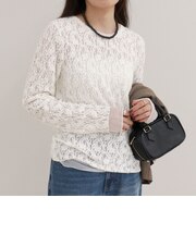 チュールレイヤードレースロンTシャツ