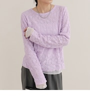 チュールレイヤードレースロンTシャツ