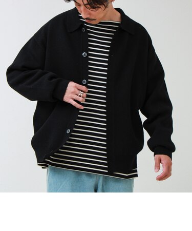 Collared wool JK 衿付きニットカーディガン