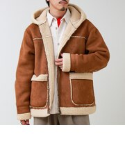 フェイクムートン フーデッドジャケット