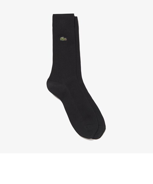 【LACOSTE/ラコステ】RIB CREW SOCKS クロックエンブレム1×1リブニットソックス