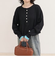 《WEB限定》【DISCUS /ディスカス】ワッフルヘンリーネックロンTシャツ