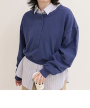 《WEB限定》【DISCUS /ディスカス】フレンチテリークロップドヘンリープルオーバー