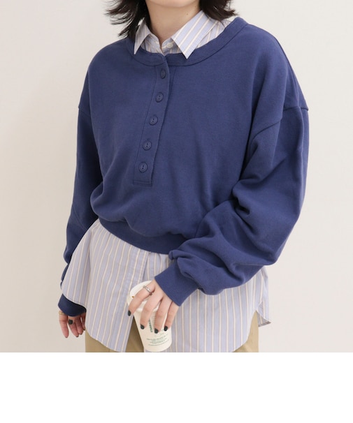 《WEB限定》【DISCUS /ディスカス】フレンチテリークロップドヘンリープルオーバー