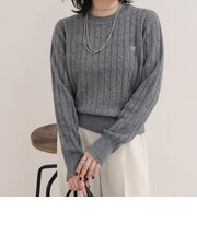 FR刺しゅうケーブル柄クルーネックプルオーバー