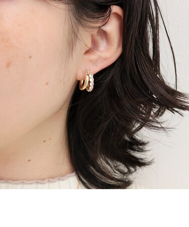 ビジューWフープピアス