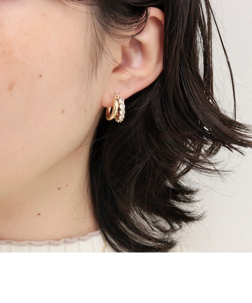 ビジューWフープピアス